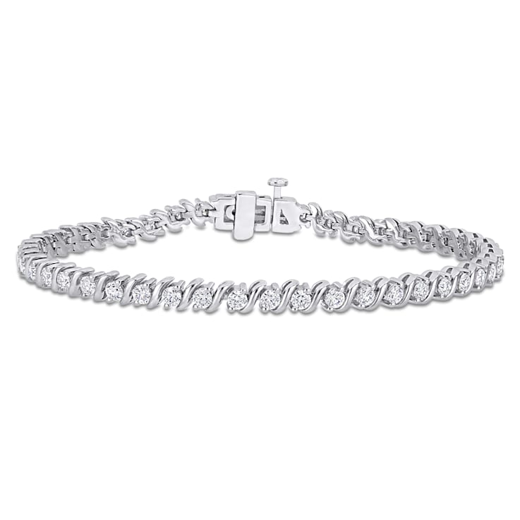 2 3/4 CT DEW Created Moissanite S-Link Tennis Bracelet in Sterling Silver
