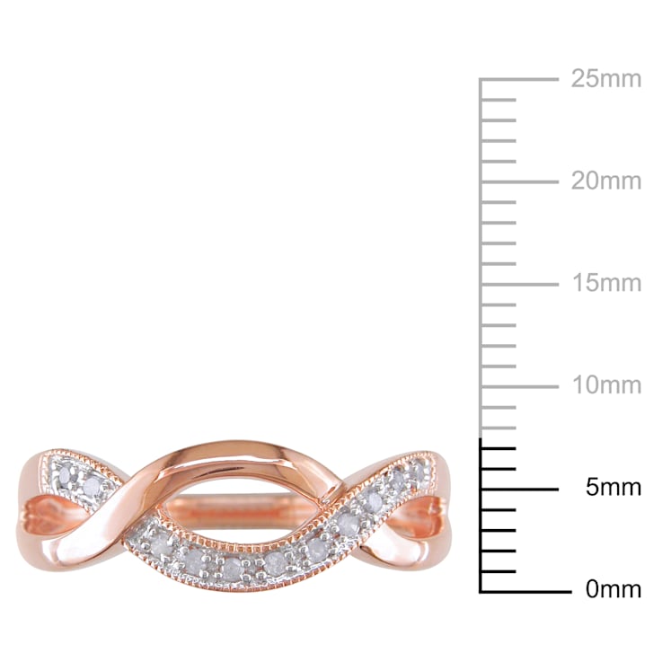 1/10ctw Diamond Twist Ring in 18K Rose Gold Over Sterling Silver