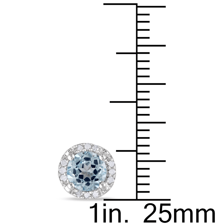1.00ctw Sky Blue Topaz and Diamond Accent Halo Stud Earrings in Sterling Silver
