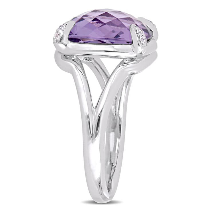 7 4/5 CT TGW Amethyst and Topaz Split Shank Cocktail Ring in Sterling Silver