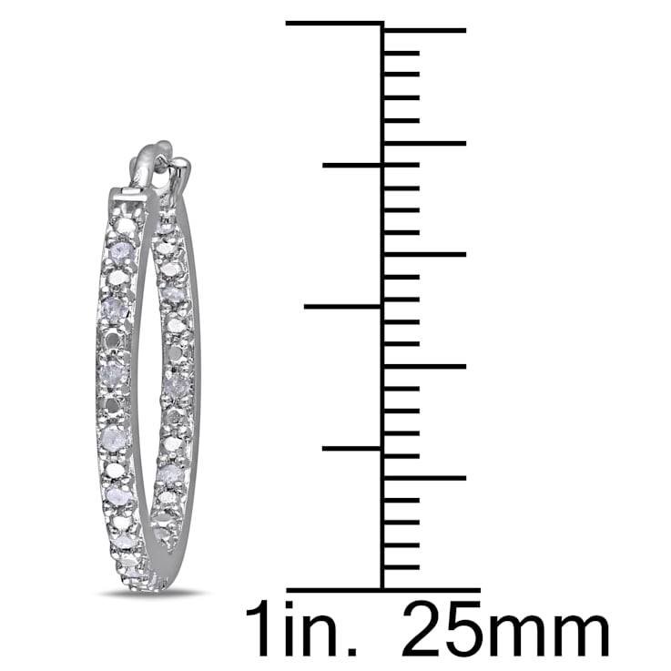 1/4 CT TW Diamond Inside Outside Hoop Earrings in Sterling Silver