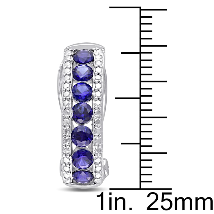 2 CT TGW Created Blue Sapphire Earrings in Sterling Silver