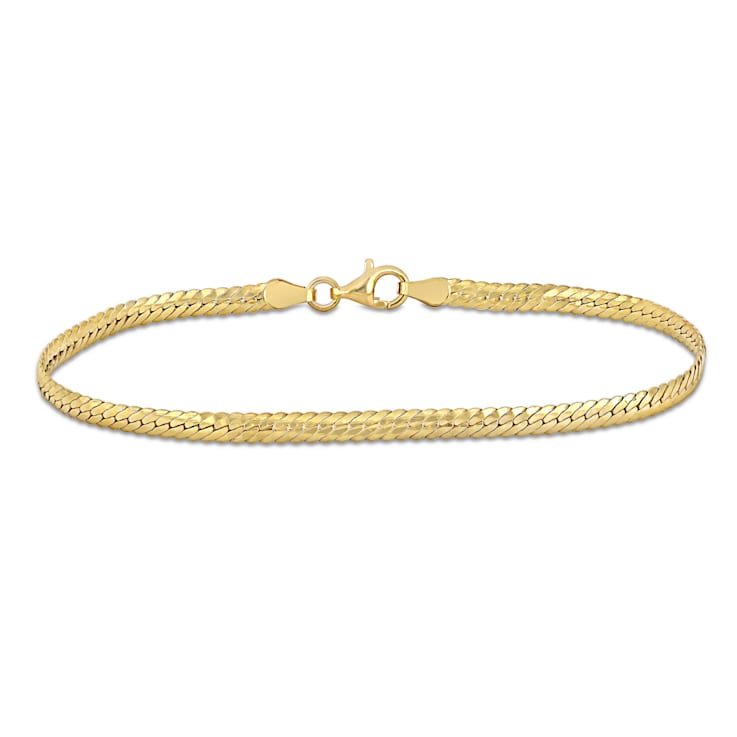 3MM Herringbone Bracelet in 18K Yellow Gold Over Sterling Silver