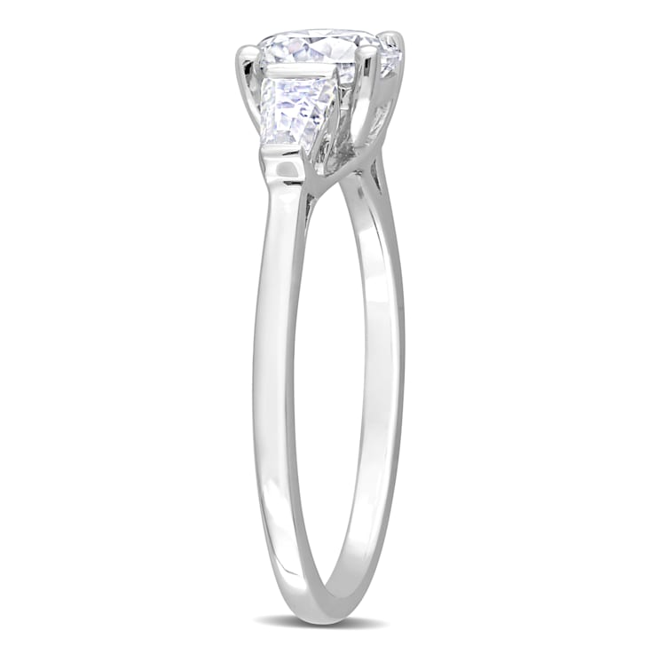 1 1/5 CT TGW Created Moissanite 3-Stone Ring in Sterling Silver