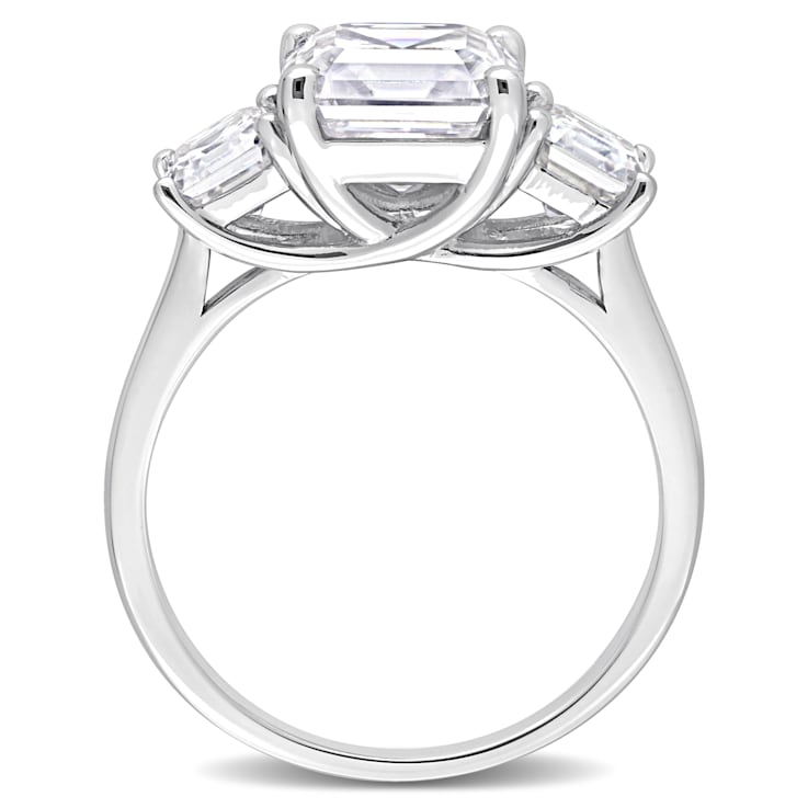 3 1/2 CT TGW Created Moissanite 3-Stone Ring in Sterling Silver