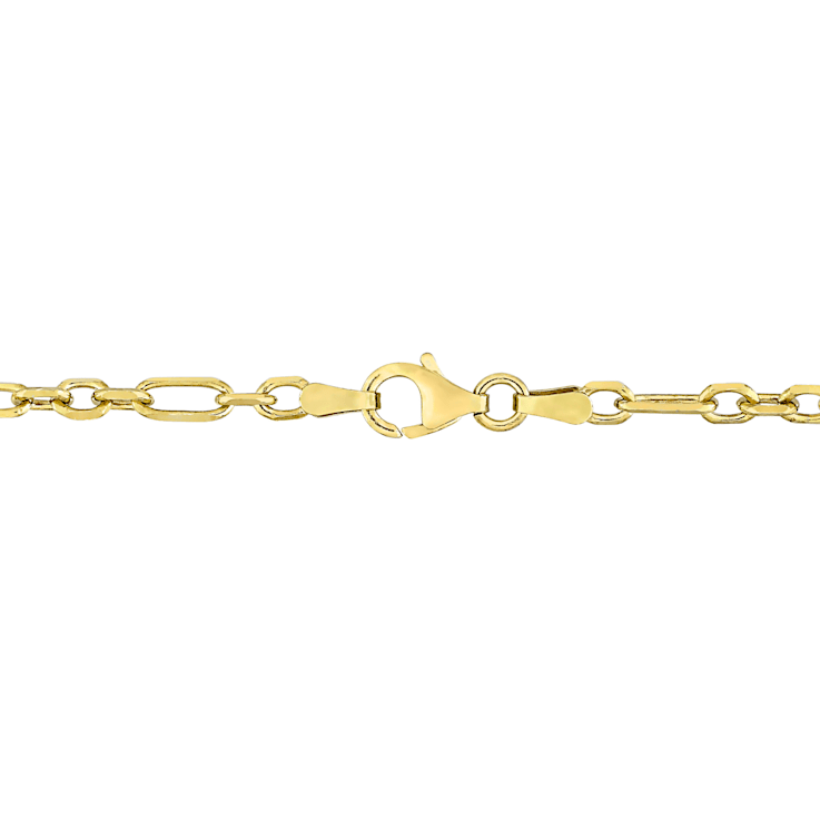 3MM Diamond Cut Figaro Chain Necklace in Yellow Plated Sterling Silver
