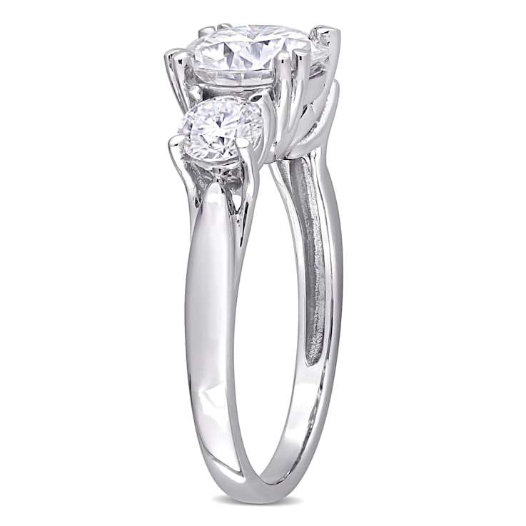 2-3/5 CT DEW Created Moissanite 3-Stone Engagement Ring in 10K White Gold