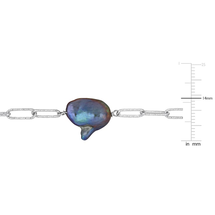 13-14 MM Grey Freshwater Cultured Pearl Necklace in Sterling Silver