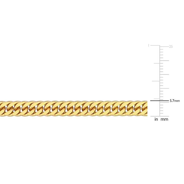 5.5MM Double Curb Link Chain Necklace in Yellow Plated Sterling Silver