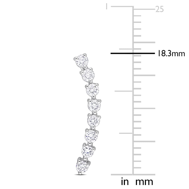 2/5 CT TW Diamond Curved Line Earrings in 14K White Gold