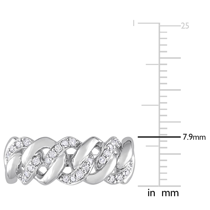 1/4 CT TDW Diamond Oval Link Ring in Sterling Silver