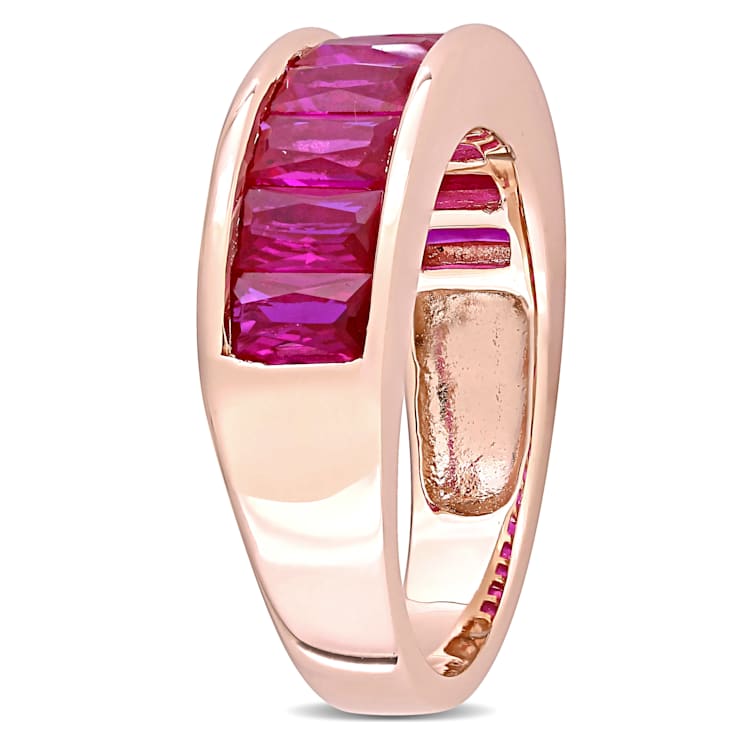 2 3/4 CT TGW Created Ruby Semi-Eternity Anniversary Ring in Rose Plated
Sterling Silver