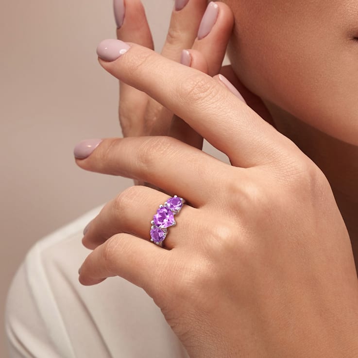 2 7/8 CT TGW Amethyst 3-Stone Ring in Sterling Silver - 1CSQQG 2 7/8 CT TGW Amethyst 3-Stone Ring in Sterling Silver - 1CSQQG