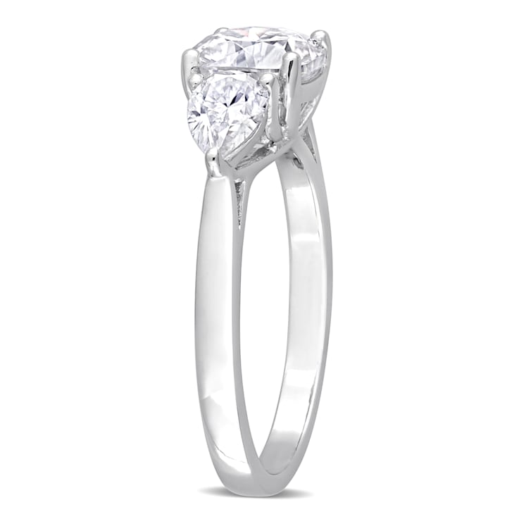 3 CT TGW Created Moissanite 3-Stone Ring in Sterling Silver