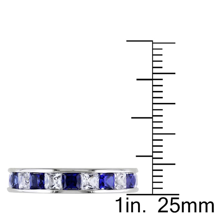 2 3/8 CTW Created White and Blue Sapphire Anniversary Band in Sterling Silver