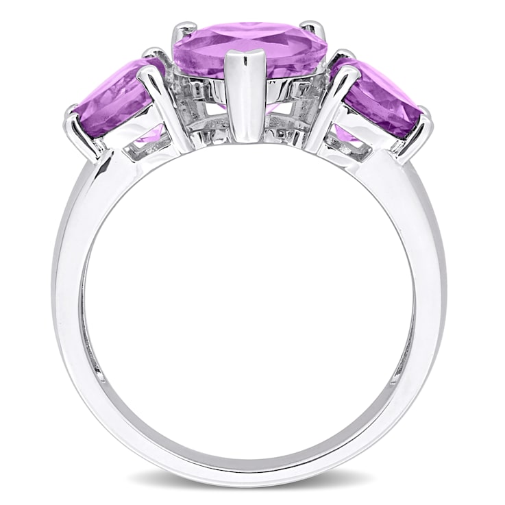2 7/8 CT TGW Amethyst 3-Stone Ring in Sterling Silver