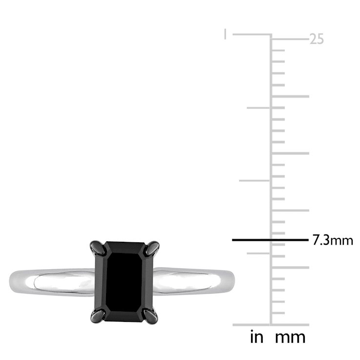 1 ct Black Diamond Solitaire Engagement Ring in 14K White Gold