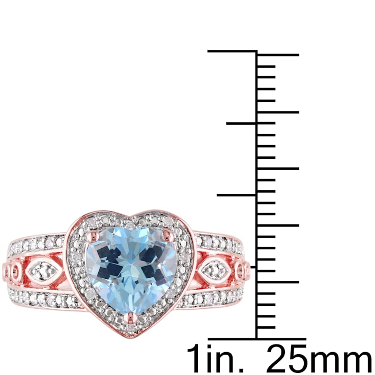 2 CT TGW Sky Blue Topaz and 1/10 CT TW Diamond Heart Ring in Rose Plated
Sterling Silver
