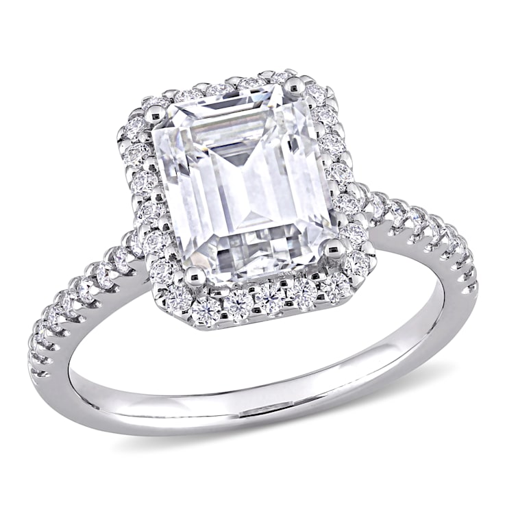2-7/8 CT DEW Created Moissanite Halo Engagement Ring in 10K White Gold