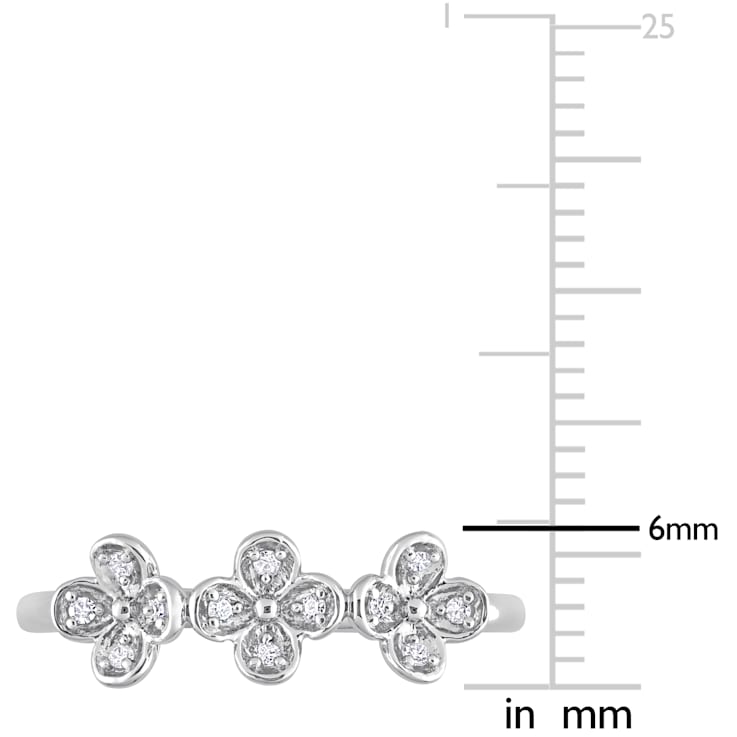0.06 CT TW Diamond Floral Band in Sterling Silver
