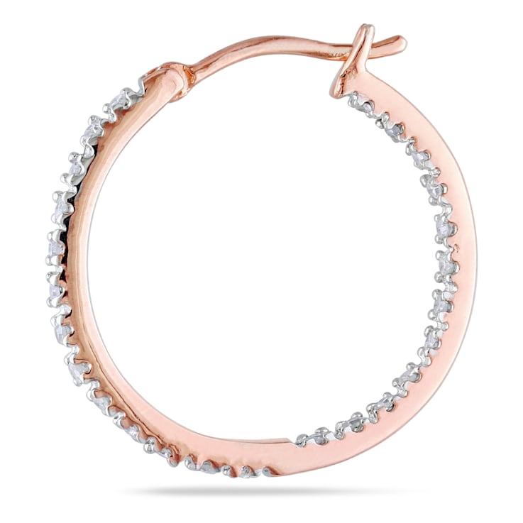 1/4 CT TW Diamond Inside Outside Hoop Earrings in Rose Gold Over
Sterling Silver