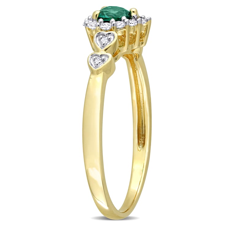 1/3 CTW Created Emerald and Created White Sapphire with Diamond in
Yellow Plated Sterling Silver