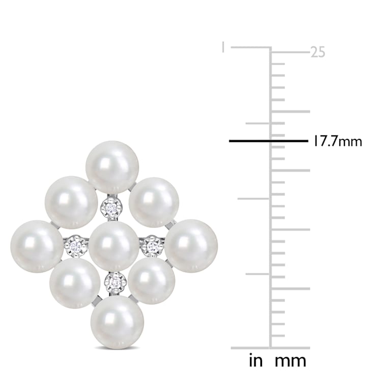 4-4.5mm Cultured Freshwater Pearl and Diamond Accent Stud Earrings in
Sterling Silver