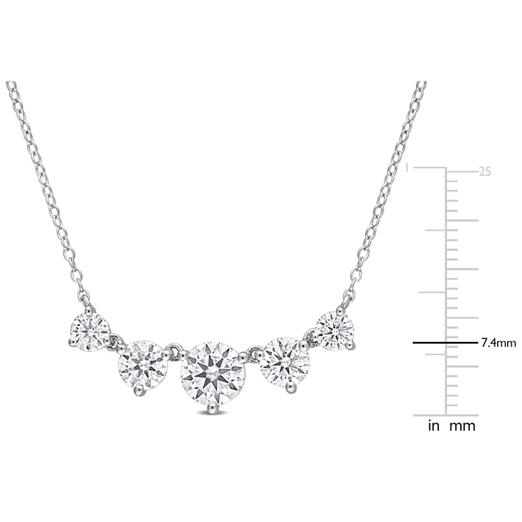 2 1/2 CT DEW Created Moissanite Heart Necklace in Sterling Silver