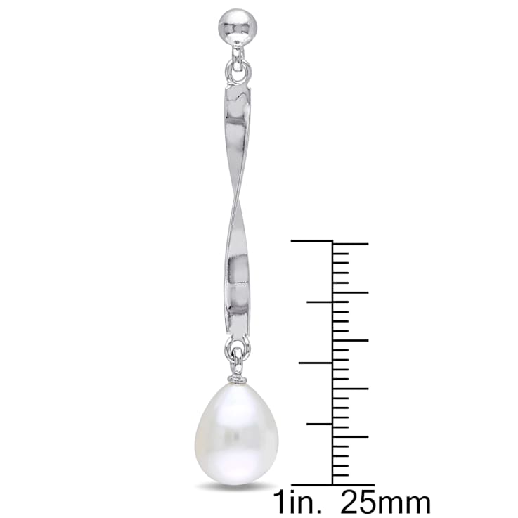 9-9.5 MM Freshwater Cultured Pearl Drop Earrings in Sterling Silver