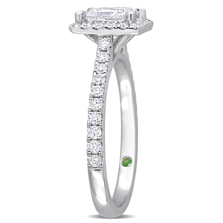 1 1/2 CT TGW Lab Grown Diamond with Tsavorite Accent Halo Engagement
Ring in 14K White Gold