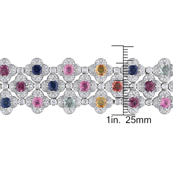 3 7/8 CT TW Diamond and 13 3/4 CTW Multi-Colored Sapphire and Rhodolite
Bracelet in 14K White Gold