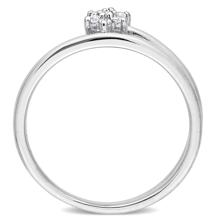 Diamond Accent Floral Promise Ring in Sterling Silver