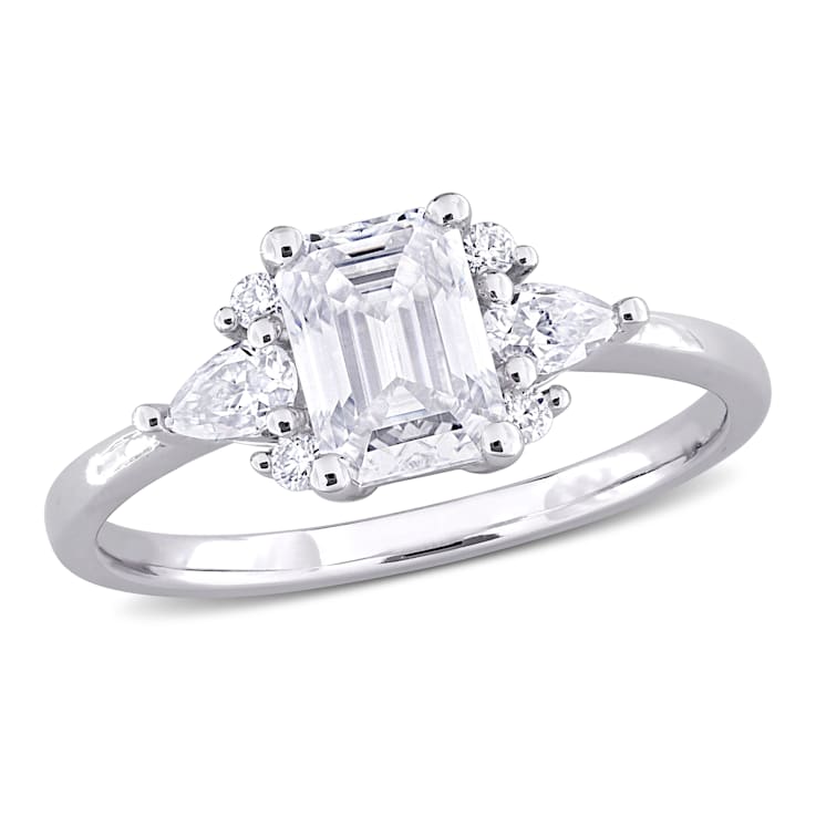 1 2/5 CT DEW Created Moissanite Engagement Ring in Sterling Silver