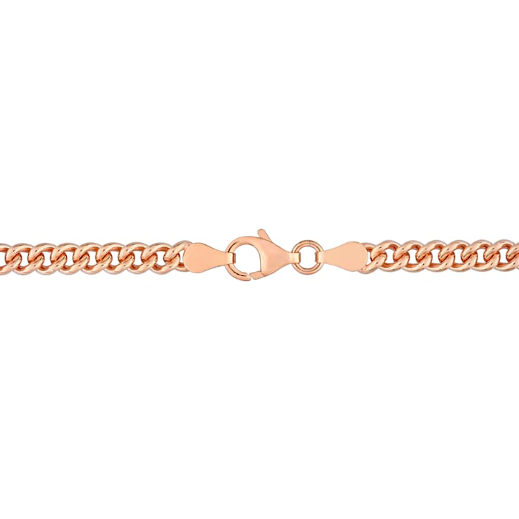 4.4MM Curb Link Chain Bracelet in 18K Rose Gold Over Sterling Silver