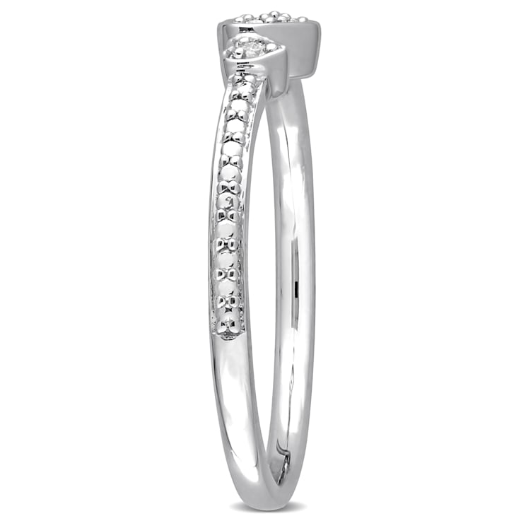 Diamond Accent Double Heart Promise Ring in Sterling Silver