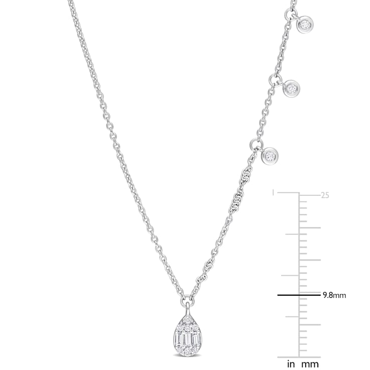 1/5 CT TW Diamond Dangle Necklace in 14K White Gold