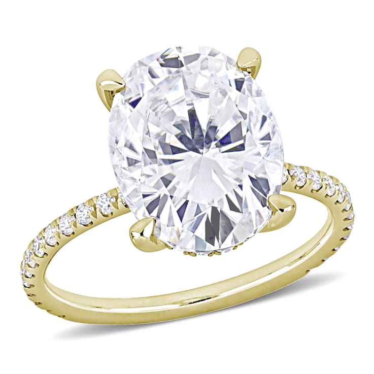 4-7/8 CT DEW Created Moissanite Engagement Ring in 10K Yellow Gold