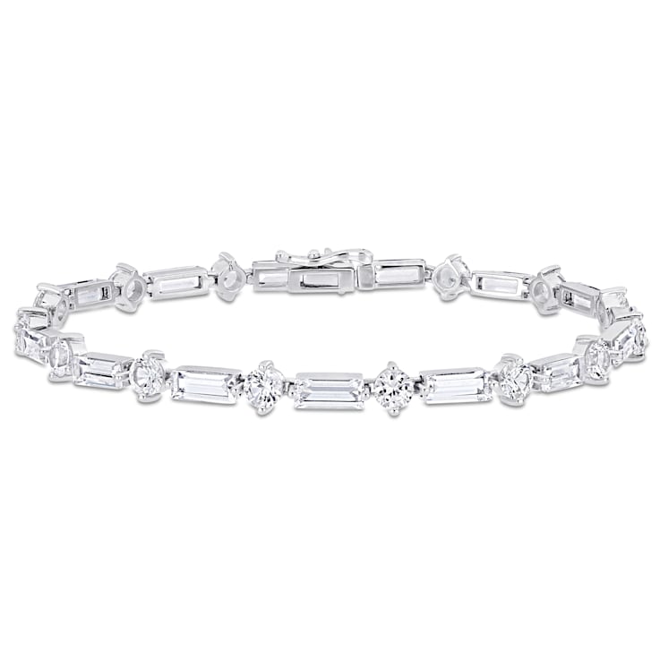 13 4/5 CT TGW Baguette & Round Created White Sapphire Bracelet in
Sterling Silver