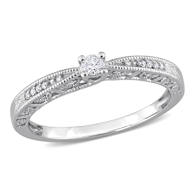 1/10 CT TW Diamond Vintage Engagement Ring in Sterling Silver