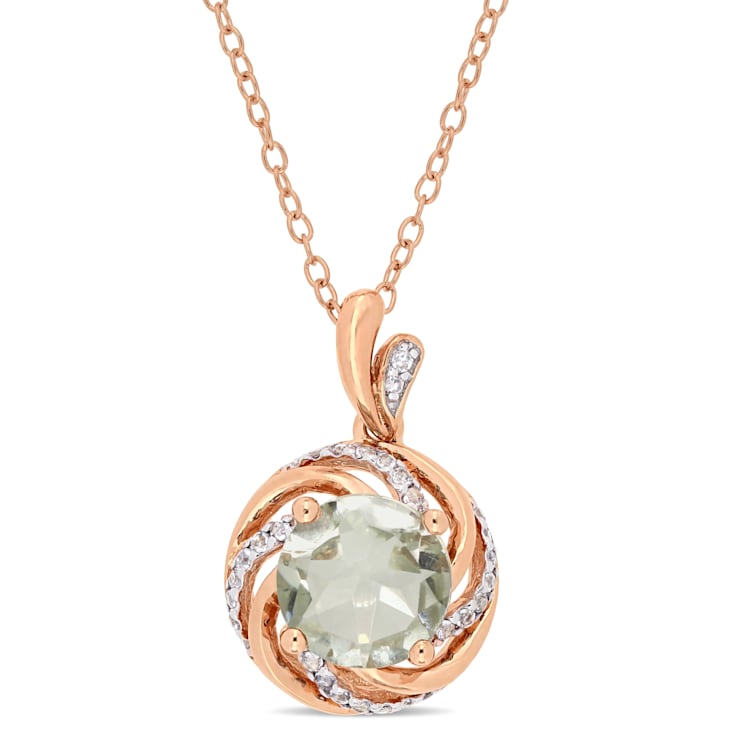 1 7/8 CT TGW Multi-Gemstones and Diamond Accent Pendant with Chain in
Rose Plated Sterling Silver