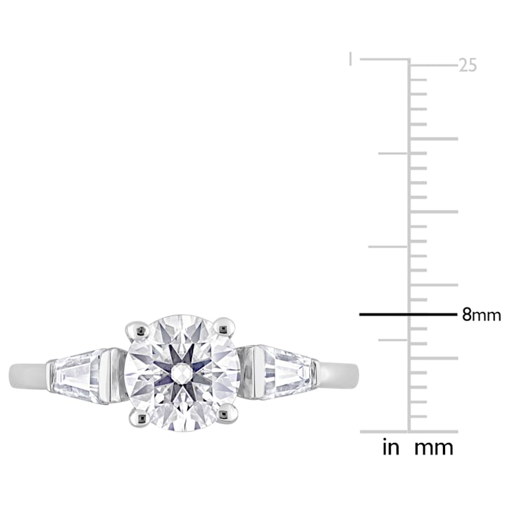1 1/5 CT TGW Created Moissanite 3-Stone Ring in Sterling Silver