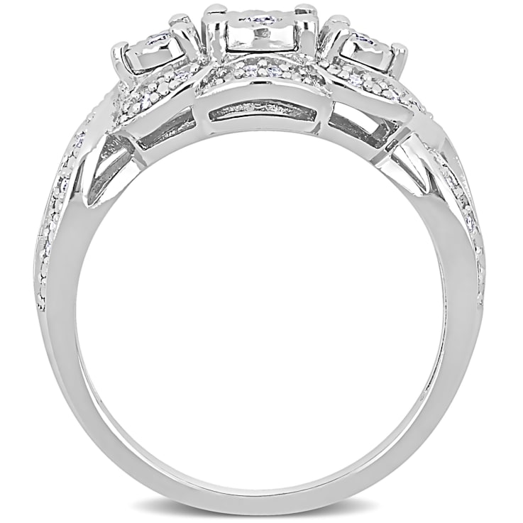 1/5 CT TW Diamond Vintage StyleRing in Sterling Silver