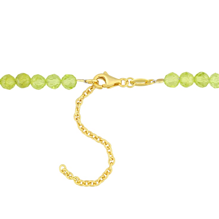 11 1/3ctw Peridot Beaded Necklace in Yellow Plated Sterling Silver