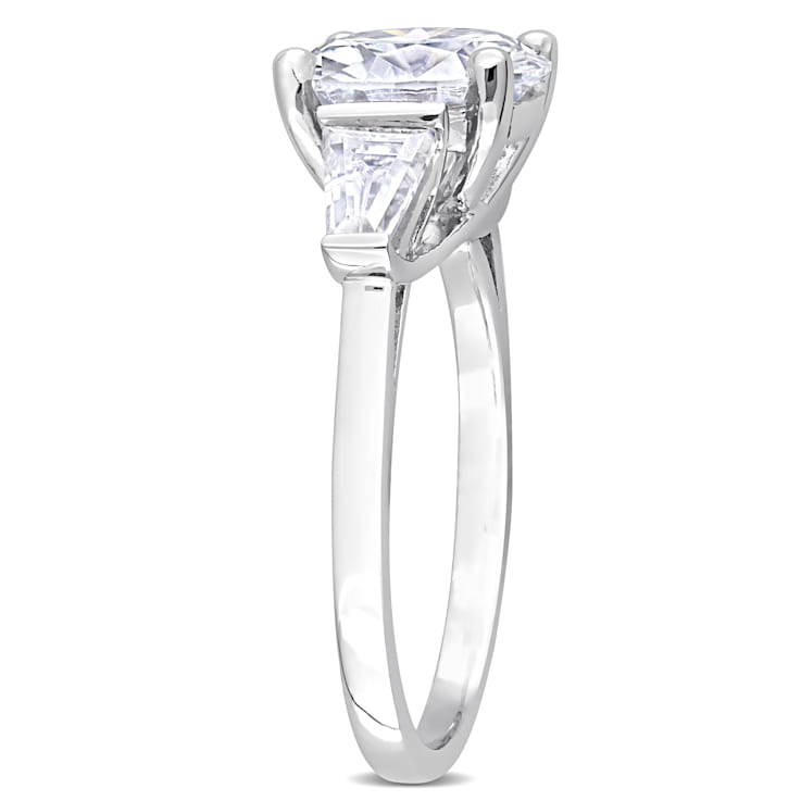3 CT TGW Created Moissanite 3-Stone Ring in Sterling Silver