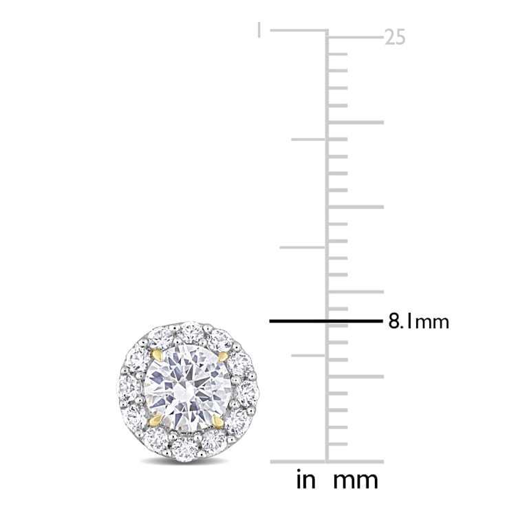 1 3/4 CT TGW Created White Sapphire Halo Stud Earrings in Yellow Plated
Sterling Silver