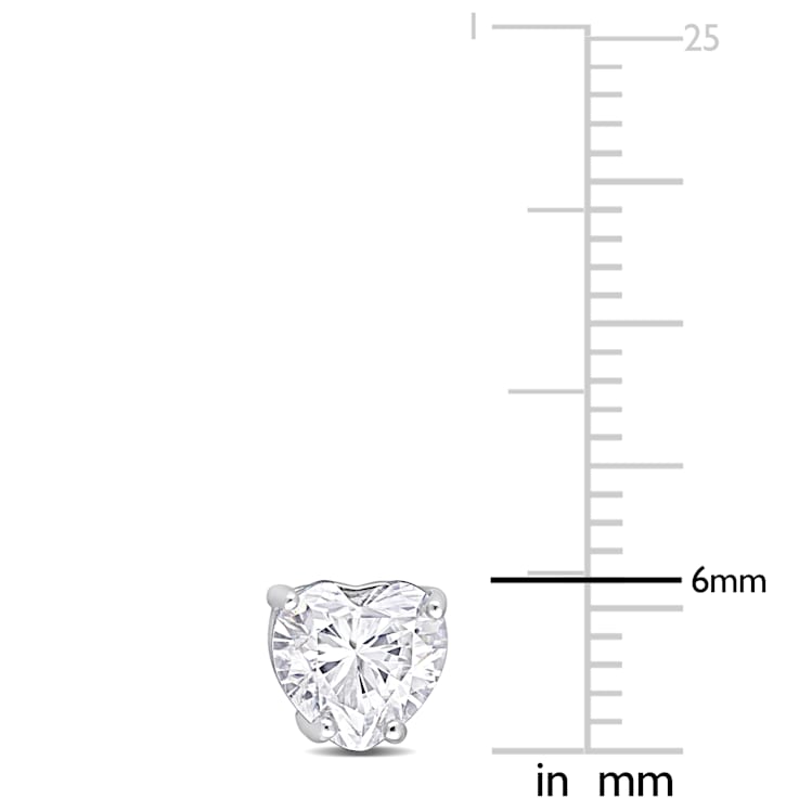 1 1/2 CT TGW Heart Shape Created Moissanite Stud Earrings in Sterling Silver