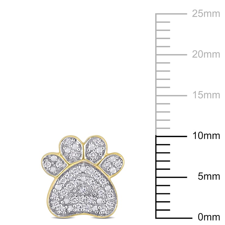 1/5 CT TDW Diamond Dog Paw Stud Earrings in 10k Yellow Gold
