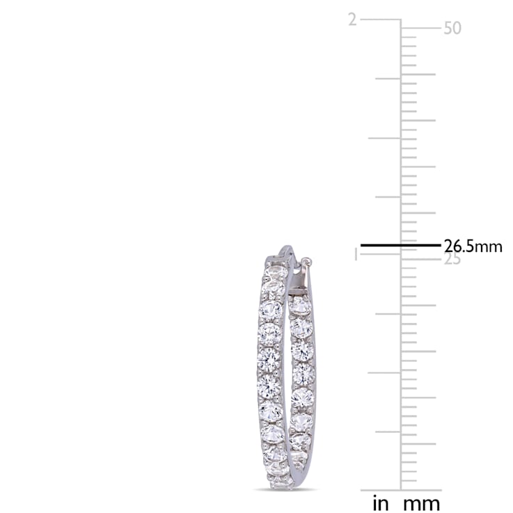 3-1/2ctw Created White Sapphire Inside-Outside Hoop Earrings in Sterling Silver