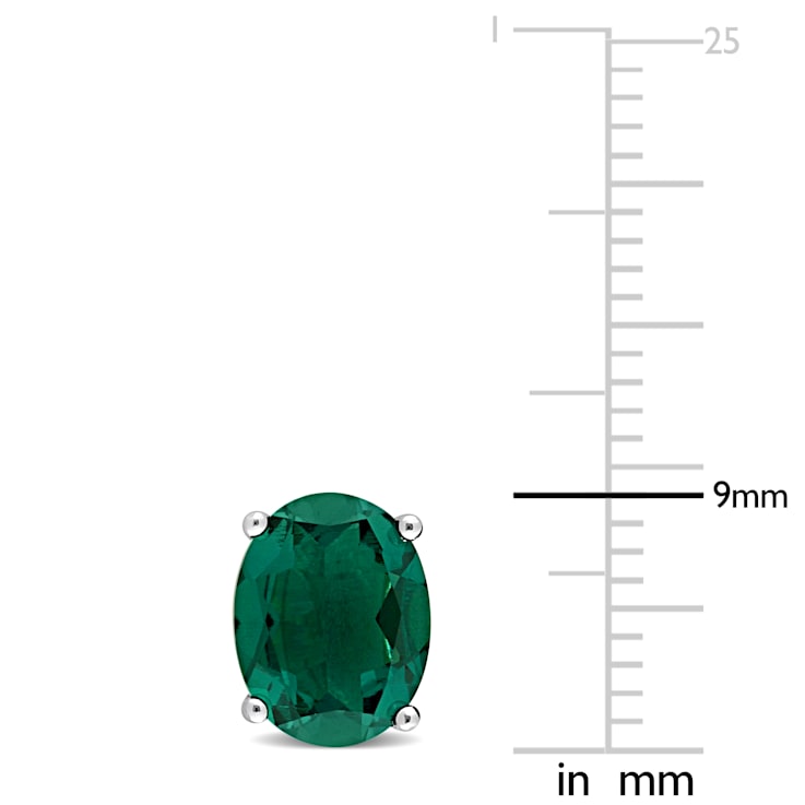 3 1/5 CT TGW Oval Created Emerald Stud Earrings in Sterling Silver