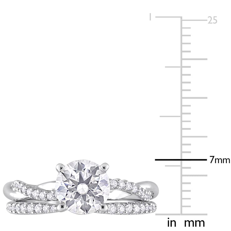 1 1/2 CT TGW Created Moissanite Engagement Ring Set in 10K White Gold